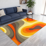 70s Retro Psychedelic Felt Floor Mat – Soft Non-Slip Midcentury Area Rug - retro rug