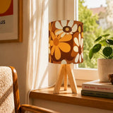 70s Retro Scandi Square Small Trash Can with Lid - Hippie Flower Power - One Size - retro tash cans