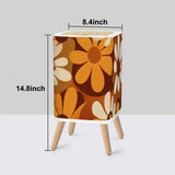 70s Retro Scandi Square Small Trash Can with Lid - Hippie Flower Power - One Size - retro tash cans