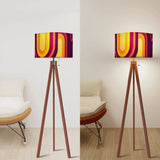 70s Retro Tripod Floor Lamp: Orange Burgundy Linen Shade Smart LED - retro floor lamps