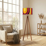 70s Retro Tripod Floor Lamp: Orange Burgundy Linen Shade Smart LED - retro floor lamps