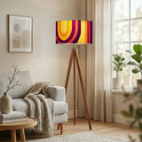 70s Retro Tripod Floor Lamp: Orange Burgundy Linen Shade Smart LED - retro floor lamps