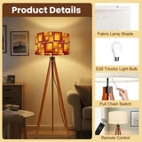70s Retro Tripod Floor Lamp: Yellow Brown Linen Shade Smart LED - retro floor lamps
