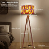 70s Retro Tripod Floor Lamp: Yellow Brown Linen Shade Smart LED - retro floor lamps