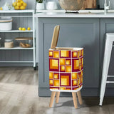70s Retro Tripod Floor Lamp: Yellow Brown Linen Shade Smart LED - retro floor lamps