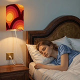 70s Retro Wall Sconces Set – Midcentury Style Linen Shade Smart LED Orange Yellow Concentric Circles - retro wall