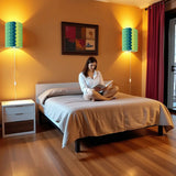 70s Retro Wall Sconces Set – Smart LED Green Blue Wavy - retro wall sconces
