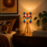 70s Retro Wooden Tripod Lamp – Mid Century Accent Light with Remote Control - retro table lamps