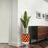 70s Scandi Style Plant Pot Wooden Legs Geometric Pattern - Home Accessories