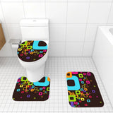 70s Style Bathroom Mat Set | Retro Midcentury 3-Piece Rugs Geometric Rainbow Colors Black - One Size - retro bathroom