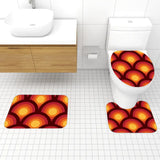 70s Style Bathroom Mat Set | Retro Midcentury 3-Piece Rugs Peacock Eyes Orange - retro bathroom