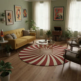 70s Sunburst Style Round Area Rug Retro Boho Midcentury Floor Carpet - 60’’ × 60’’ - retro ads