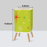Square Trash Can with Lid, Christmas Stars Celestial Chartreuse Green