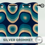 Blue Midcentury Modern Blackout Curtains: 70s Retro Multi Sizes Panels