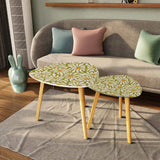 Retro 70s Daisy Nesting Coffee Table Set: Mid-Century Modern Side Tables