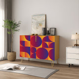 Retro 70s Wooden Storage Cabinet – Geometric Vibrant Colors