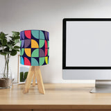 Retro Memphis Style Tripod Table Lamp – Linen Shade Smart LED Bedside Light