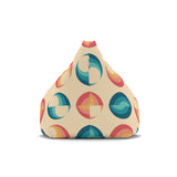 Retro 70s Bean Bag Chair Cover | Cozy Floor Seating in 2 Sizes | Midcentury Modern Decor Gift for Kids Adults | Blue Orange Beige Bubbles