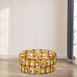 Retro 70s Orange Ottoman – Midcentury Modern Footstool Seat