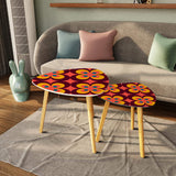 Triangle 60s Retro Tripod Nesting Table Set, Orange Flowers