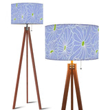 Retro Nordic Tripod Floor Lamp, 1970s Flowers Pale Blue