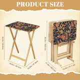 Navy Paisley retro TV tray set of 4, size guide with table and rack dimensions