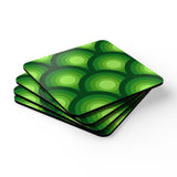 Green Retro 70s Corkwood Coaster Set | Midcentury Home Decor Gift