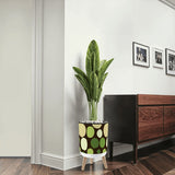 60s Polka Dots Plant Pot with Wooden Legs: Nordic Retro Midcentury