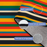 Midcentury 70s Striped Retro Rug 12x9 ft – Large Non-Slip Room Carpet