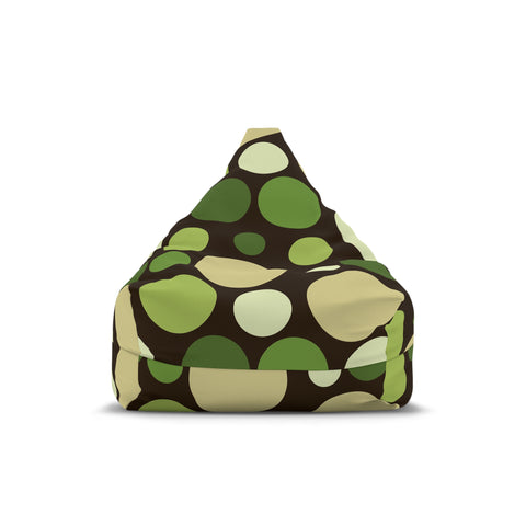 Retro 70s Bean Bag Chair Cover | Cozy Floor Seating in 2 Sizes | Midcentury Modern Decor Gift for Kids Adults | Green Brown Beige