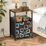 Retro 60s Midcentury Modern Bedside Table with Power Strip & 2 Drawers