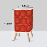 Scandi Square Small Trash Can with Lid 1970s Mid Century Pattern