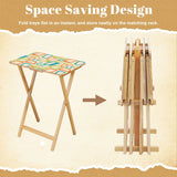 Atomic Wooden TV Tray Tables Set of 4 – Retro Folding Tables for Small Spaces