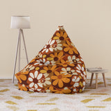 Bold Retro Flowers Bean Bag Chair Cover - Brown Orange Midcentury Decor, 2 sizes
