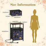 Retro Atomic Side Table with Power Outlets - Nightstand with Two Drawers