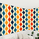 Mid-Century Modern Removable Mural - Retro 70s Stick and Peel Wallpaper
