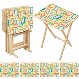 Atomic Wooden TV Tray Tables Set of 4 – Retro Folding Tables for Small Spaces