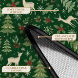 Green Woodland Christmas Runner Rug 24" × 120" – Deer & Pine Trees