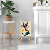 Retro Mid Century Square Small Trash Can with Lid, Whimsical Cat