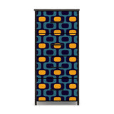 Blue Yellow 70s Retro Dresser: Midcentury Modern Cabinet