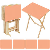Apricot retro TV tray set of 4, open table and four folded trays with storage rack