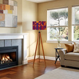 Retro Tripod Floor Lamp, Geometric Punchy Colors