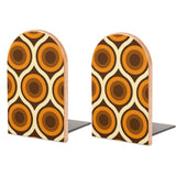 Retro 70s Wooden Bookends (Set of 2) – Beech Wood Shelf Organizers