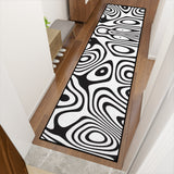 Retro 80s Runner Rug – Black White Monochrome Hallway Floor Decor, Many Sizes