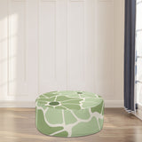 Retro Green White Floral Inflatable Ottoman – Midcentury Footstool Seat