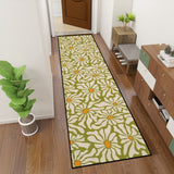 Retro 70s Midcentury Daisy Runner Rug | Multiple Sizes Non-Slip Polyester