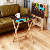 Retro Wooden Folding Side Tables Set of 4 – TV Trays with Storage Stand