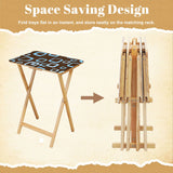 Space-Saving Retro Wooden TV Trays Set | Midcentury Modern Design