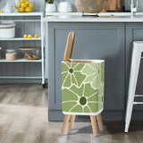Retro Nordic Trash Can with Lid: Bold Floral Mid-Century Modern Style