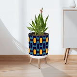 Blue Yellow Retro 70s Scandi Style Planter with Wooden Legs